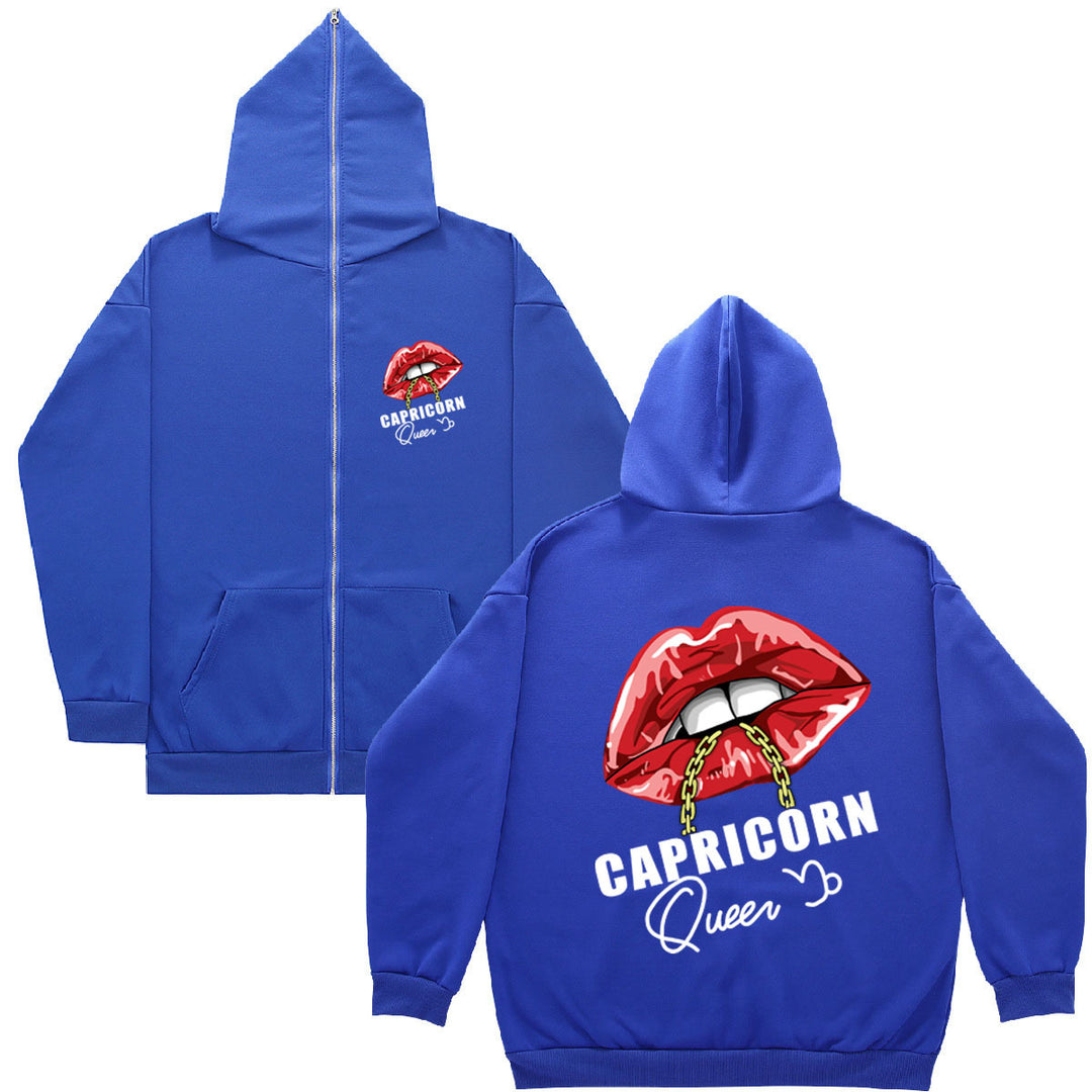 Damen Kapuzenjacke mit einzigartigem Lippenmotiv und Kapuze Fudus