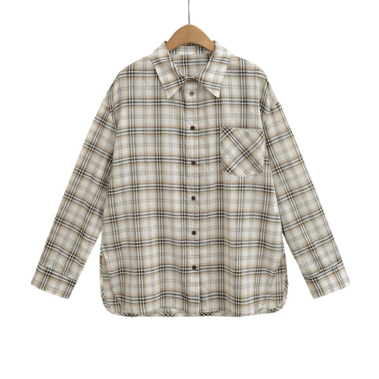 Damen lässige Karoshirt mit oversized Schnitt und praktischer Brusttasche Fudus