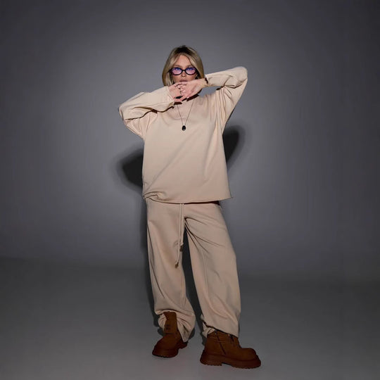 Damen Komfortabler Sweatanzug mit hohem Bund Fudus