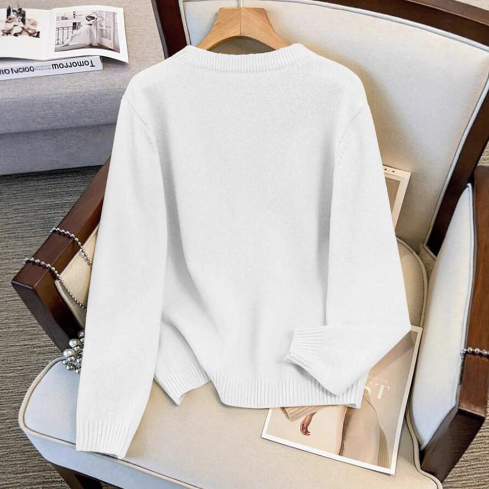 Damen kuschelige Strickjacke mit Perlknöpfen Fudus