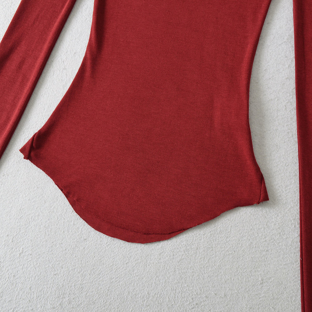 Damen langärmliges T-Shirt mit elegantem Rundhalsausschnitt Fudus