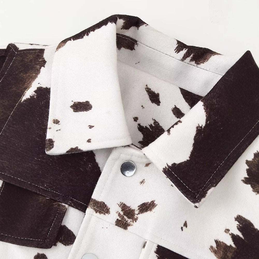 Damen Jeansjacke im modernen Kuhfell-Design Fudus