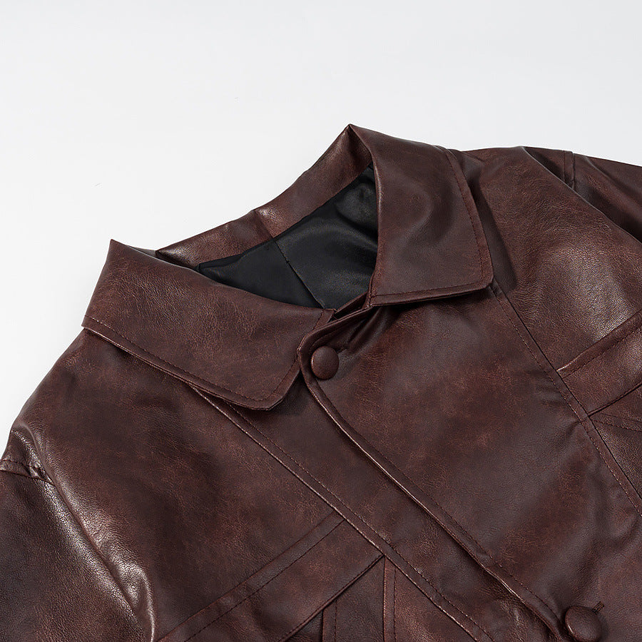 Damen Kunstlederjacke im modernen Schnitt mit lässigen Taschen Fudus