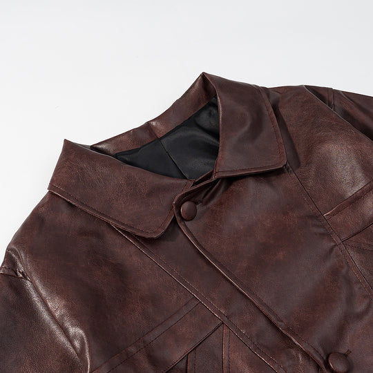 Damen Kunstlederjacke im modernen Schnitt mit lässigen Taschen Fudus