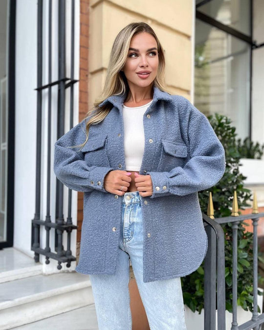 Damen Kuschelige Fleecejacke mit aufgesetzten Taschen und Knopfleiste Fudus