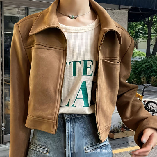 Damen Lässig cropped Jacke Fudus