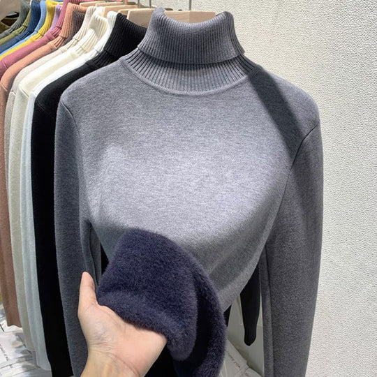 Damen kuscheliger Rollkragenpullover in feinem Strick Fudus