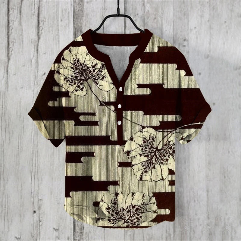 Fudus | Weinlese Fisch Japanische Kunst Leinenmischung Hemd