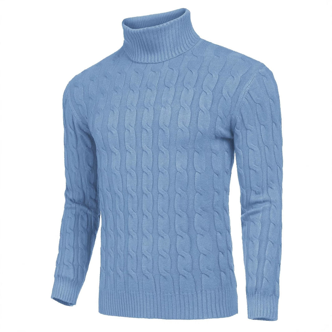 Herren Strickpullover Zopfmuster Warm Weich Hoher Kragen