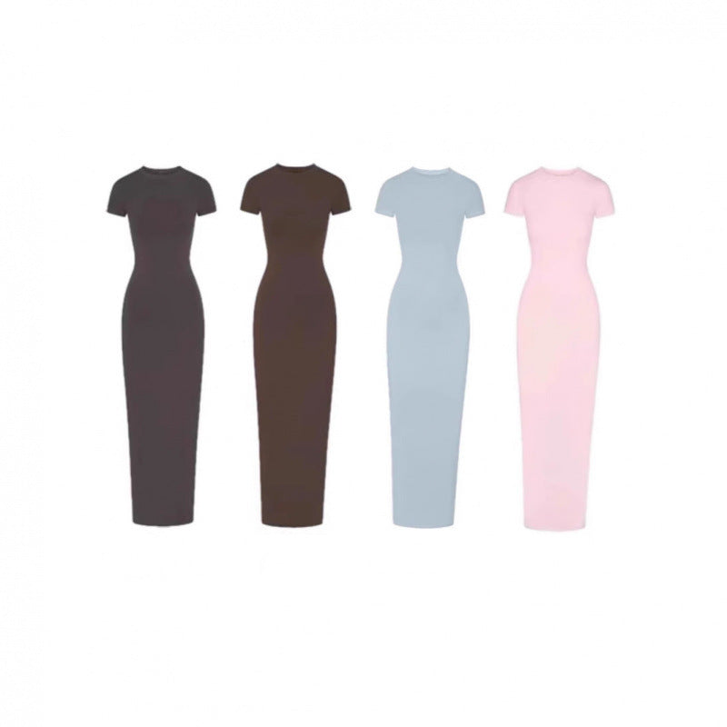 Damen Figurbetontes Maxikleid mit kurzen Ärmeln