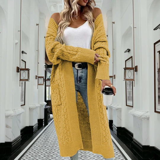 Damen Grobstrickcardigan mit offenem Design und praktischen Taschen Fudus