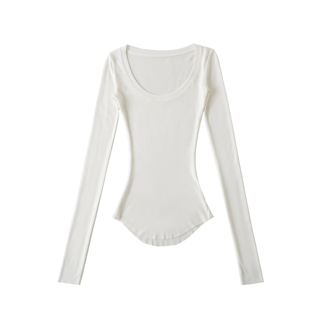 Damen langärmliges T-Shirt mit elegantem Rundhalsausschnitt Fudus