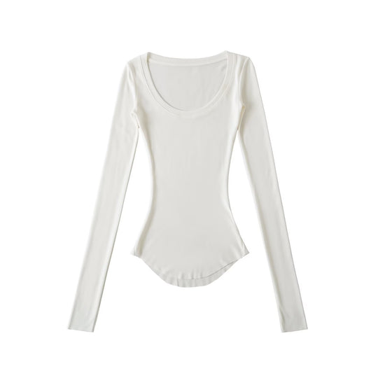 Damen langärmliges T-Shirt mit elegantem Rundhalsausschnitt Fudus