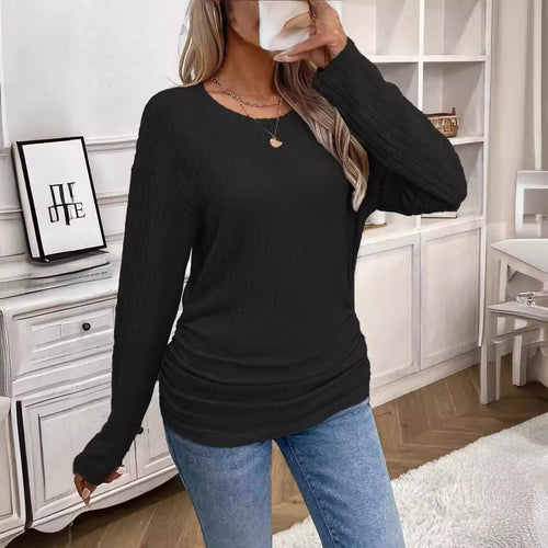Damen Langärmliges Ripp-Oberteil mit taillierter Schnittführung Fudus