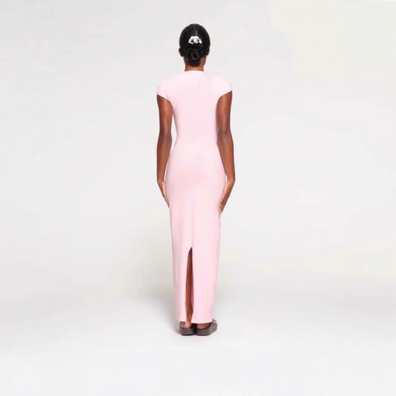 Damen Figurbetontes Maxikleid mit kurzen Ärmeln