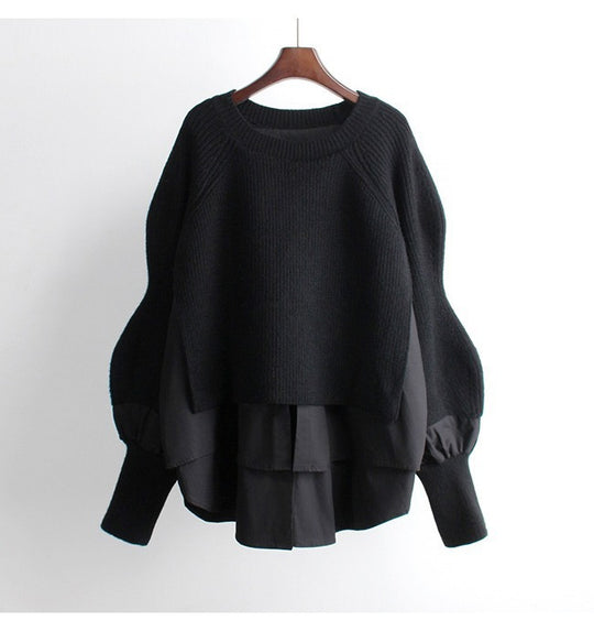 Damen modischer cropped Pullover mit innovativen Layering-Details Fudus