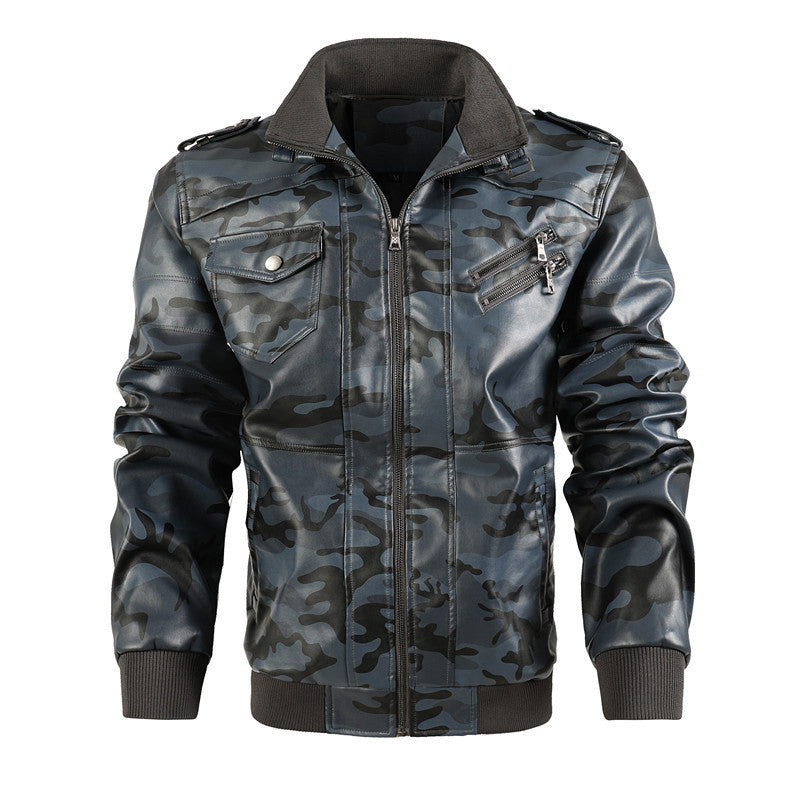 Herren Camouflage Lederjacke Fudus