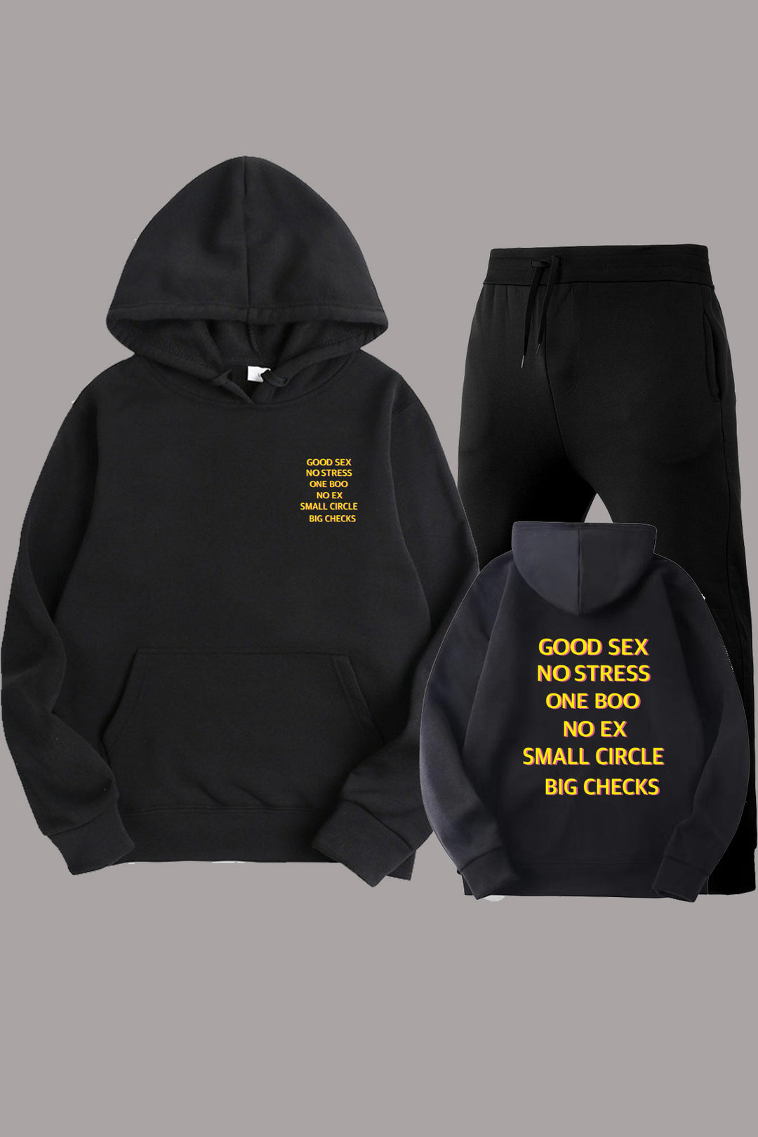 Damen Hoodie- und Jogginghose-Set mit motivierendem Schriftzug und lässigem Schnitt Fudus