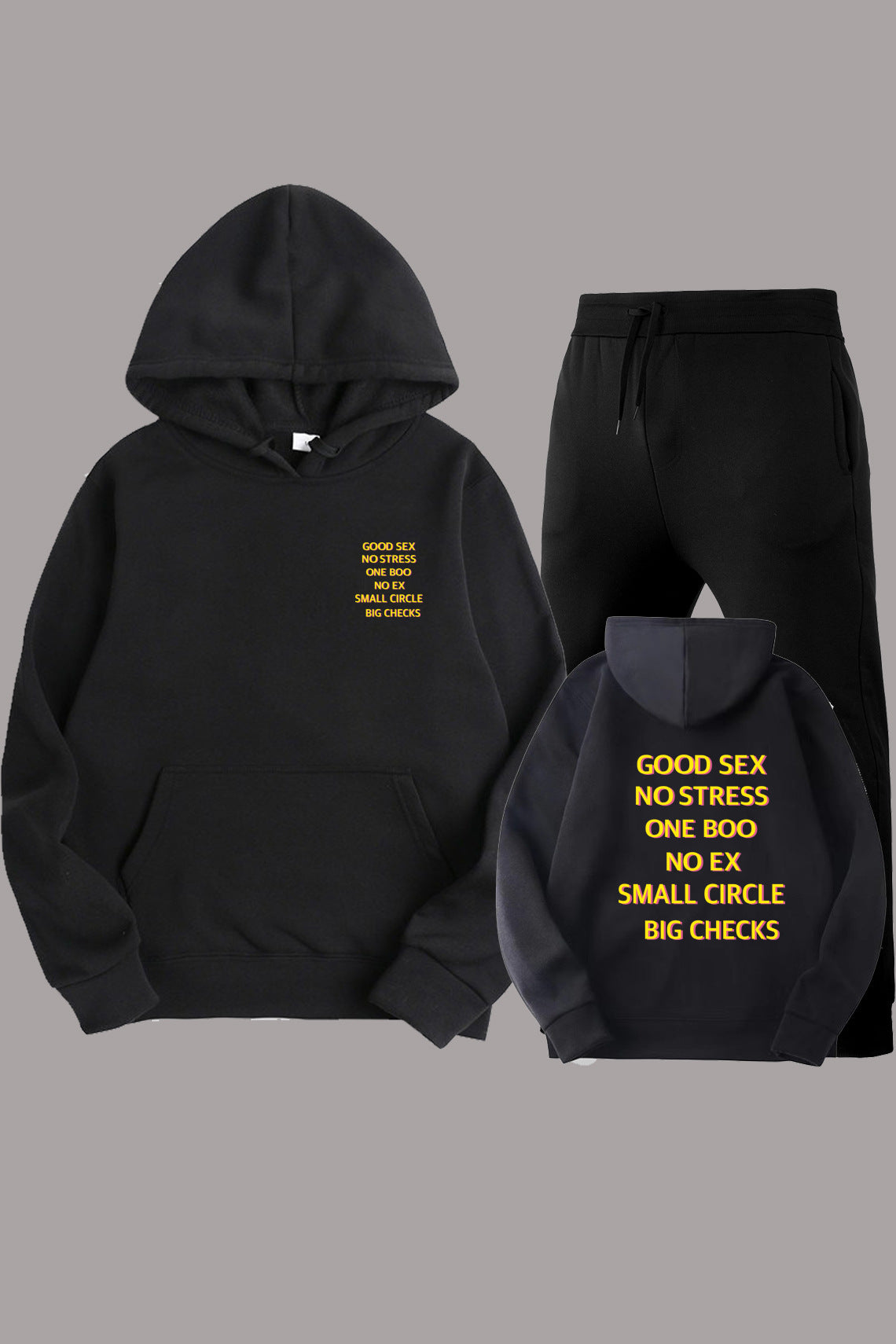 Damen Hoodie- und Jogginghose-Set mit motivierendem Schriftzug und lässigem Schnitt Fudus