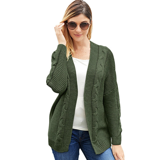 Damen Grobstrickcardigan mit Zopfmuster und lässigem Schnitt Fudus