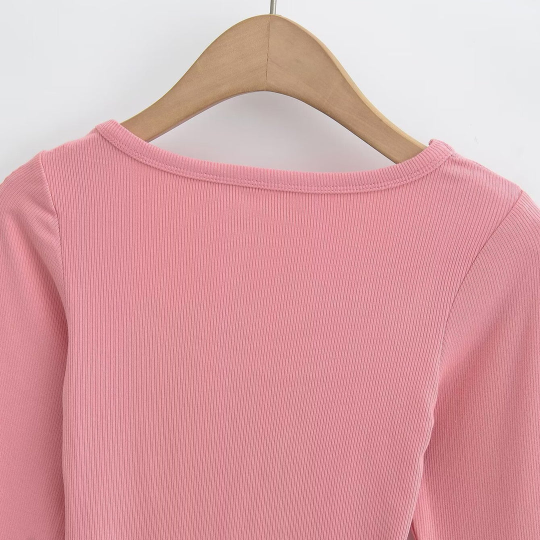 Damen langärmliges Oberteil mit rippierter Struktur Fudus