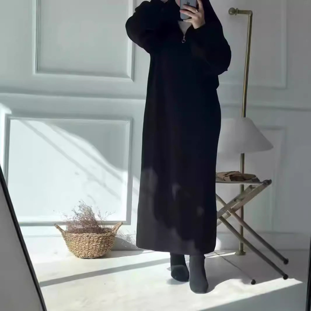 Damen Kapuzenkleid mit Reißverschluss und lässigem Schnitt Fudus