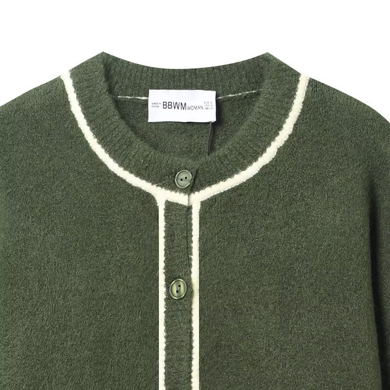 Damen kuschelige Strickjacke mit subtilem Kontrastverschluss Fudus