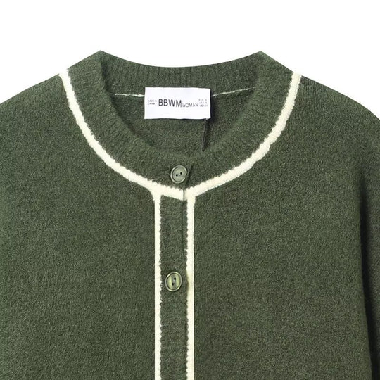 Damen kuschelige Strickjacke mit subtilem Kontrastverschluss Fudus