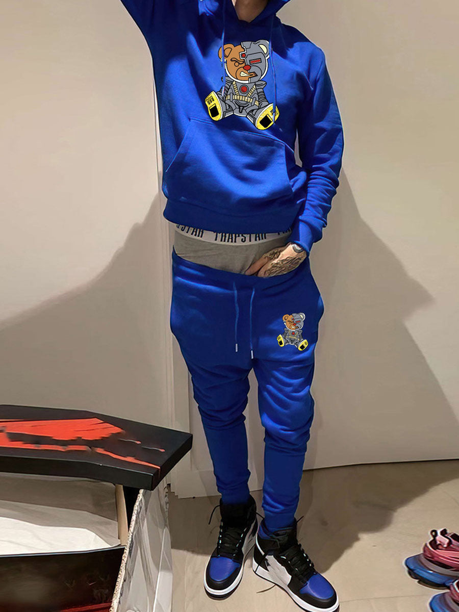 Damen Kapuzenpullover und Jogginghose Set mit kreativem Bärenmotiv Fudus