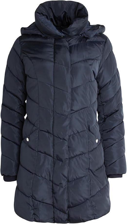 Damen Langer gesteppter Winterparka mit hochgeschlossenem Kragen Fudus