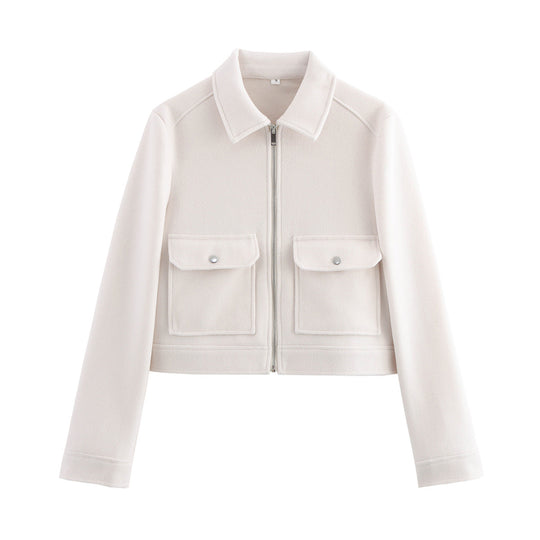 Damen Kurze Fleecejacke mit praktischen Taschen Fudus