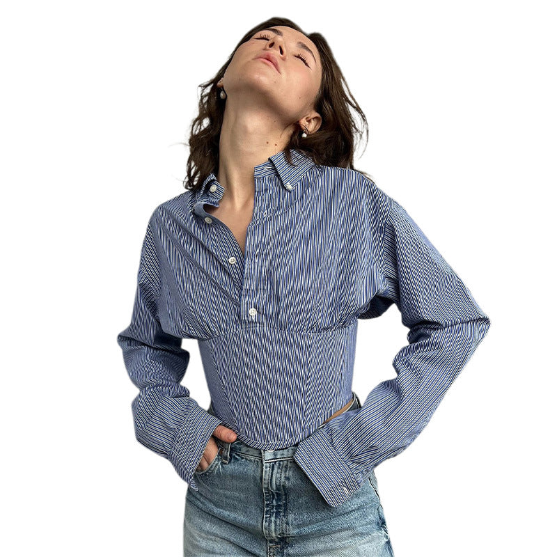 Damen Hemdbluse mit innovativem Schnitt und strukturierten Ärmeln Fudus