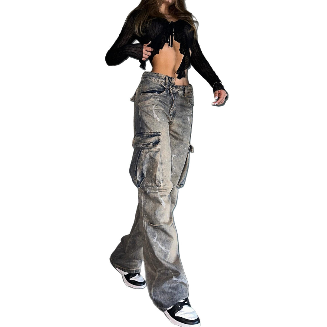 Damen lässige Cargo-Jeans im Vintage-Look Fudus