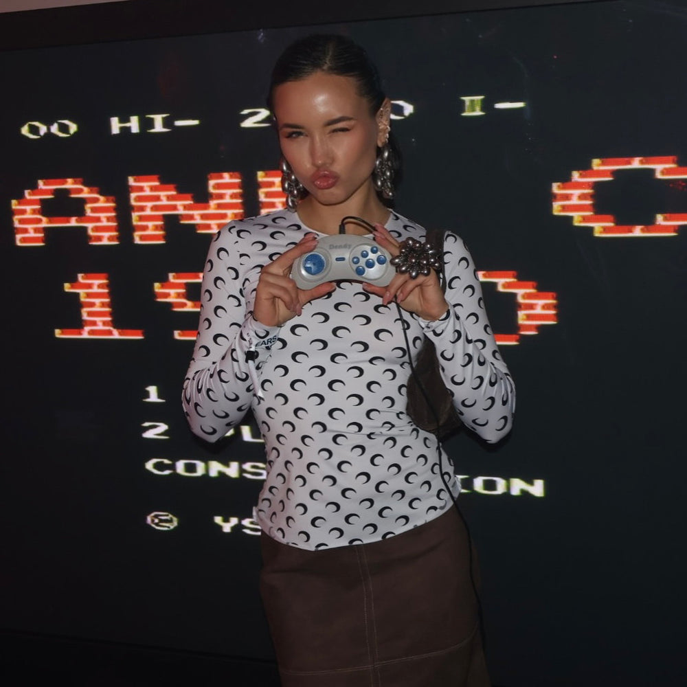 Damen Langarmshirt mit modernem Mondmotiv Fudus