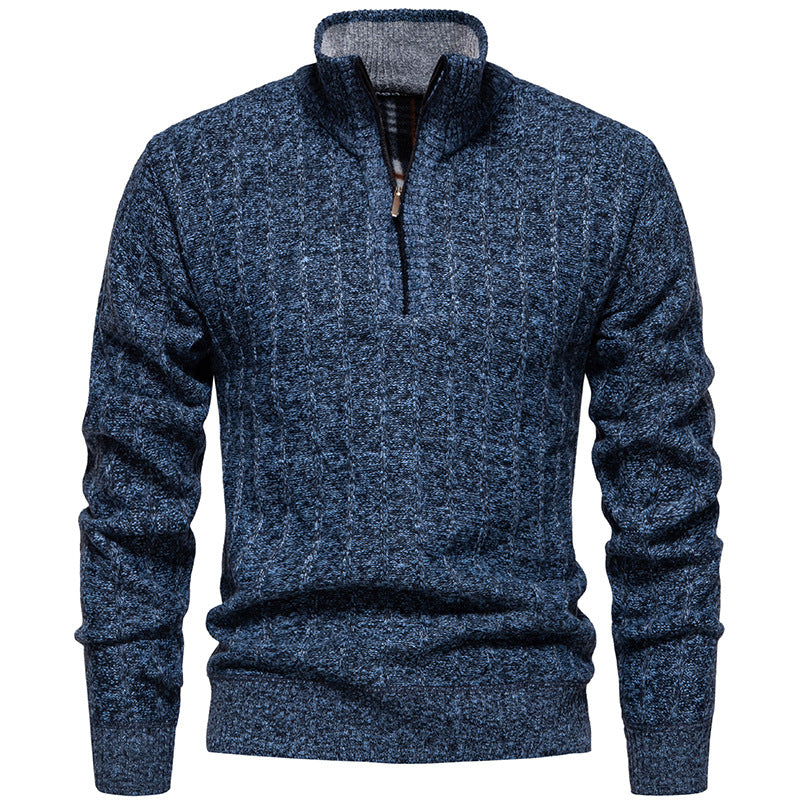 Herren Pullover mit Stehkragen und Zipper Fudus