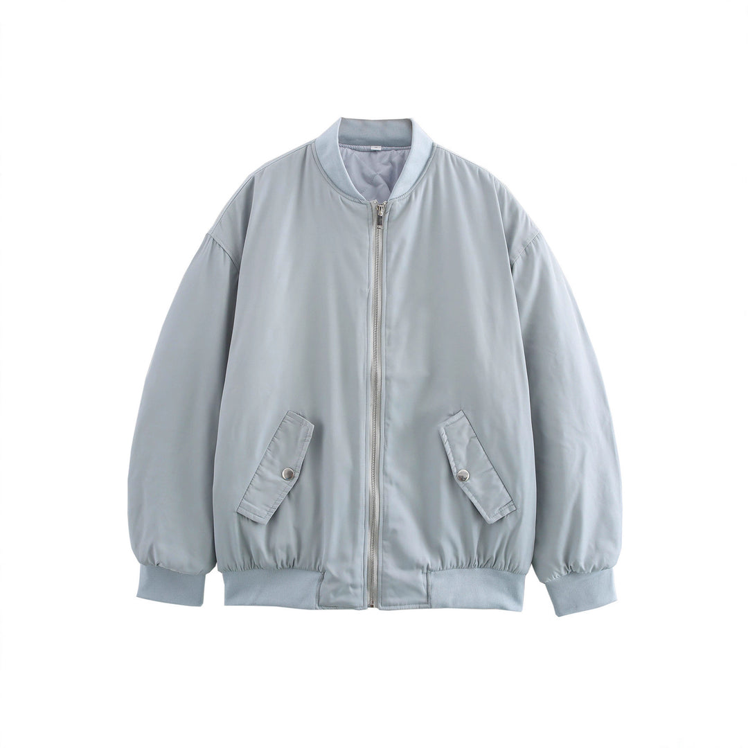 Damen lässige Bomberjacke mit elastischem Bund und praktischen Taschen Fudus