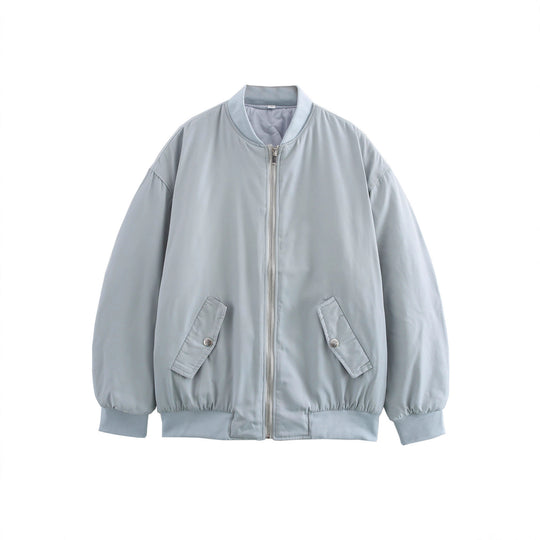 Damen lässige Bomberjacke mit elastischem Bund und praktischen Taschen Fudus