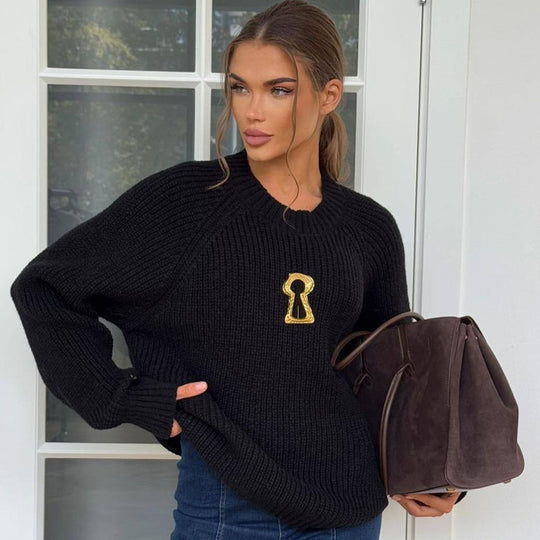 Damen Grobstrickpullover mit lässigem Schnitt und Raglanärmeln Fudus