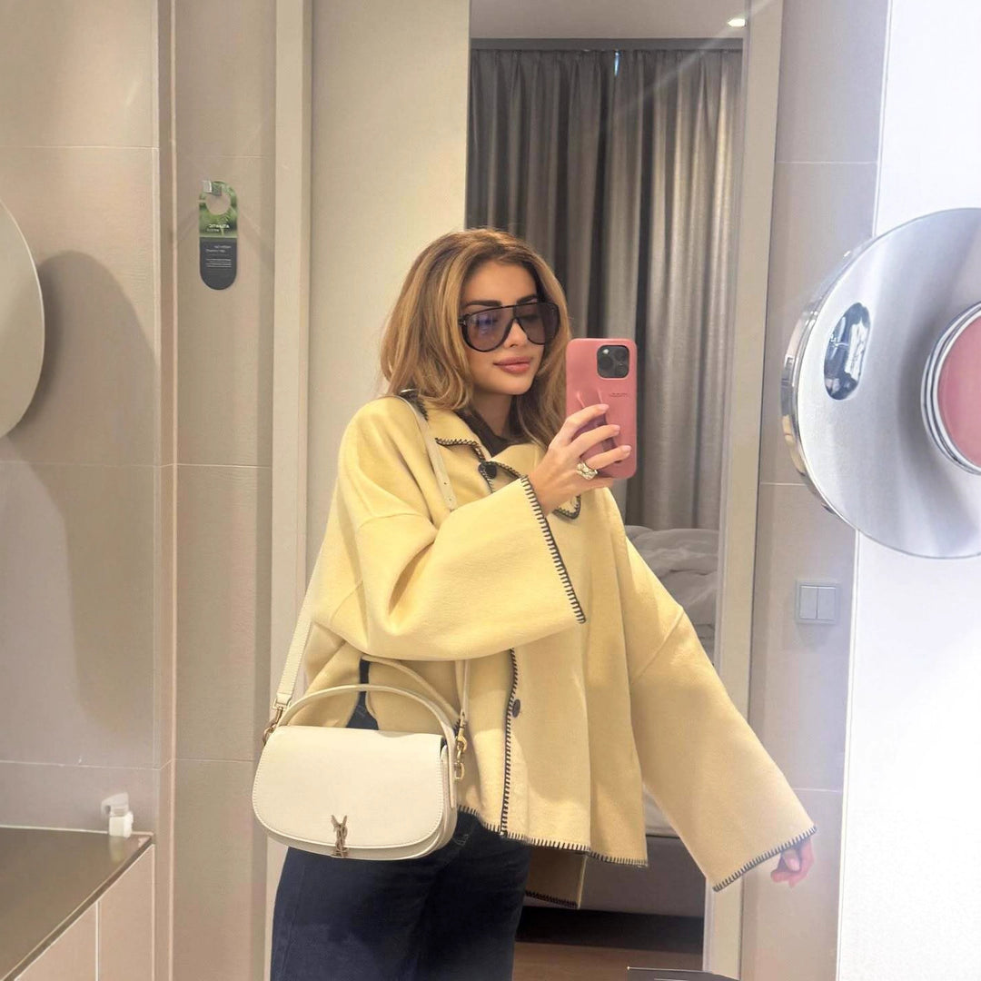 Damen lässige Steppjacke mit hohem Kragen und praktischen Knöpfen Fudus