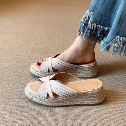 Damen Espadrille Wedgesandalen