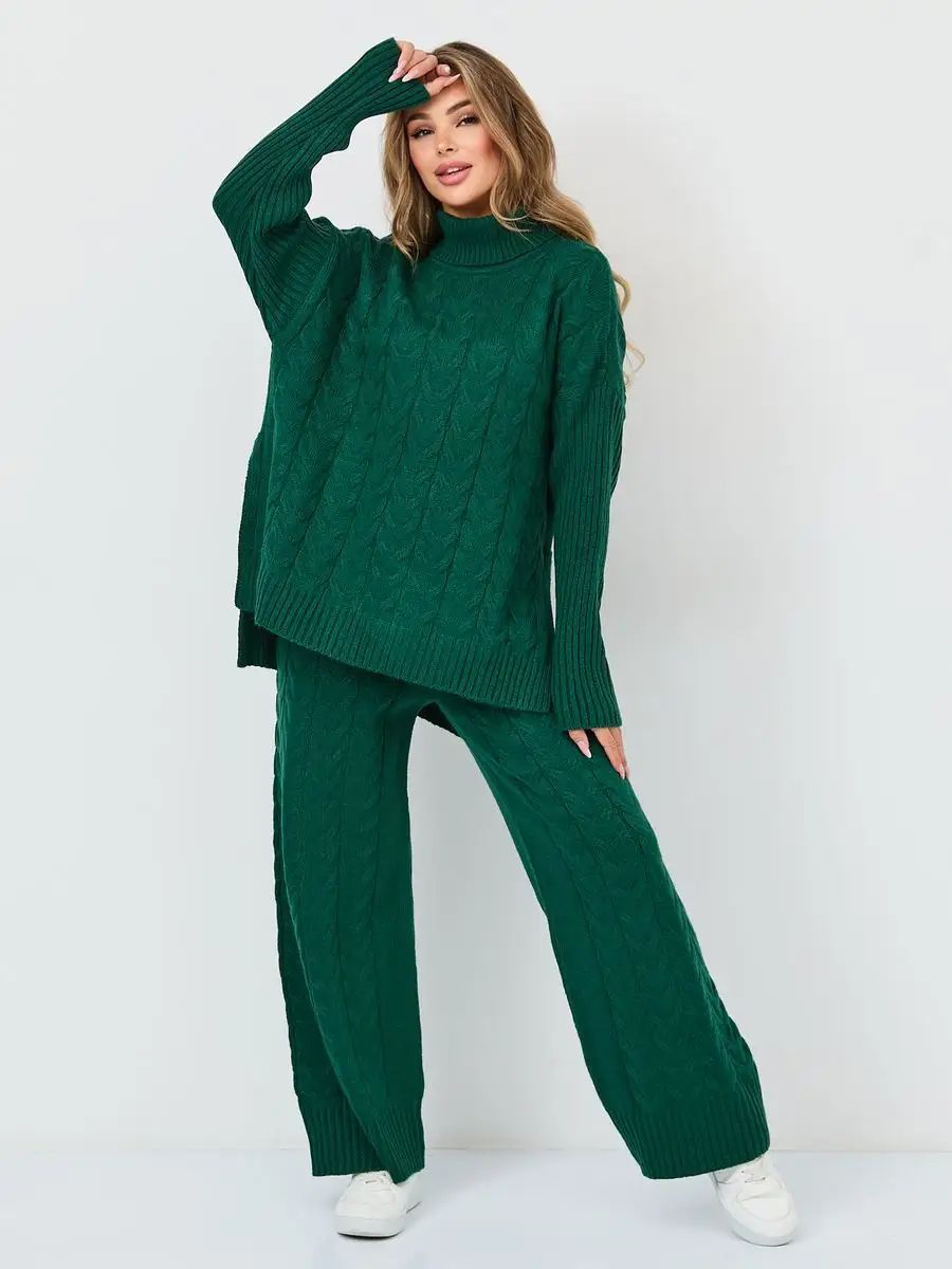 Damen Grobstrickpullover mit hohem Kragen Fudus