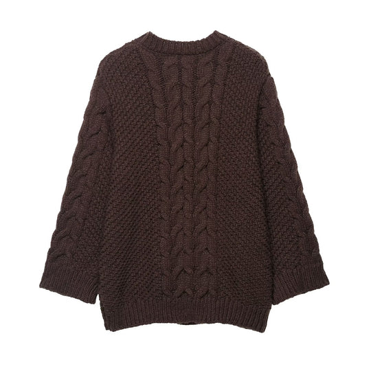 Damen Grobstrickpullover mit Rundhalsausschnitt und lässigem Schnitt Fudus