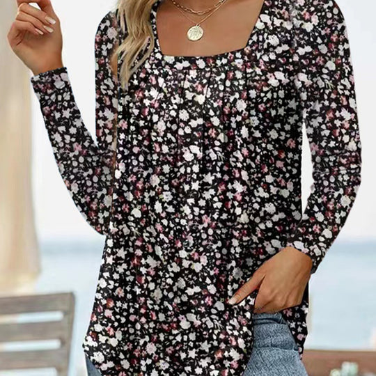 Damen Langärmliges Blumenshirt mit Rundhalsausschnitt Fudus