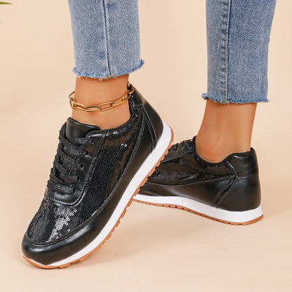 Damen Sneaker Mit Funkelnden Pailletten Und Bequemer Sohle