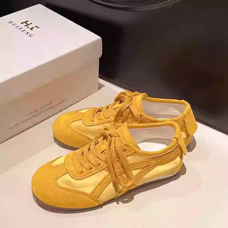 Damen Sneakers Aus Atmungsaktivem Wildleder Mit Modischen Schnürdetails