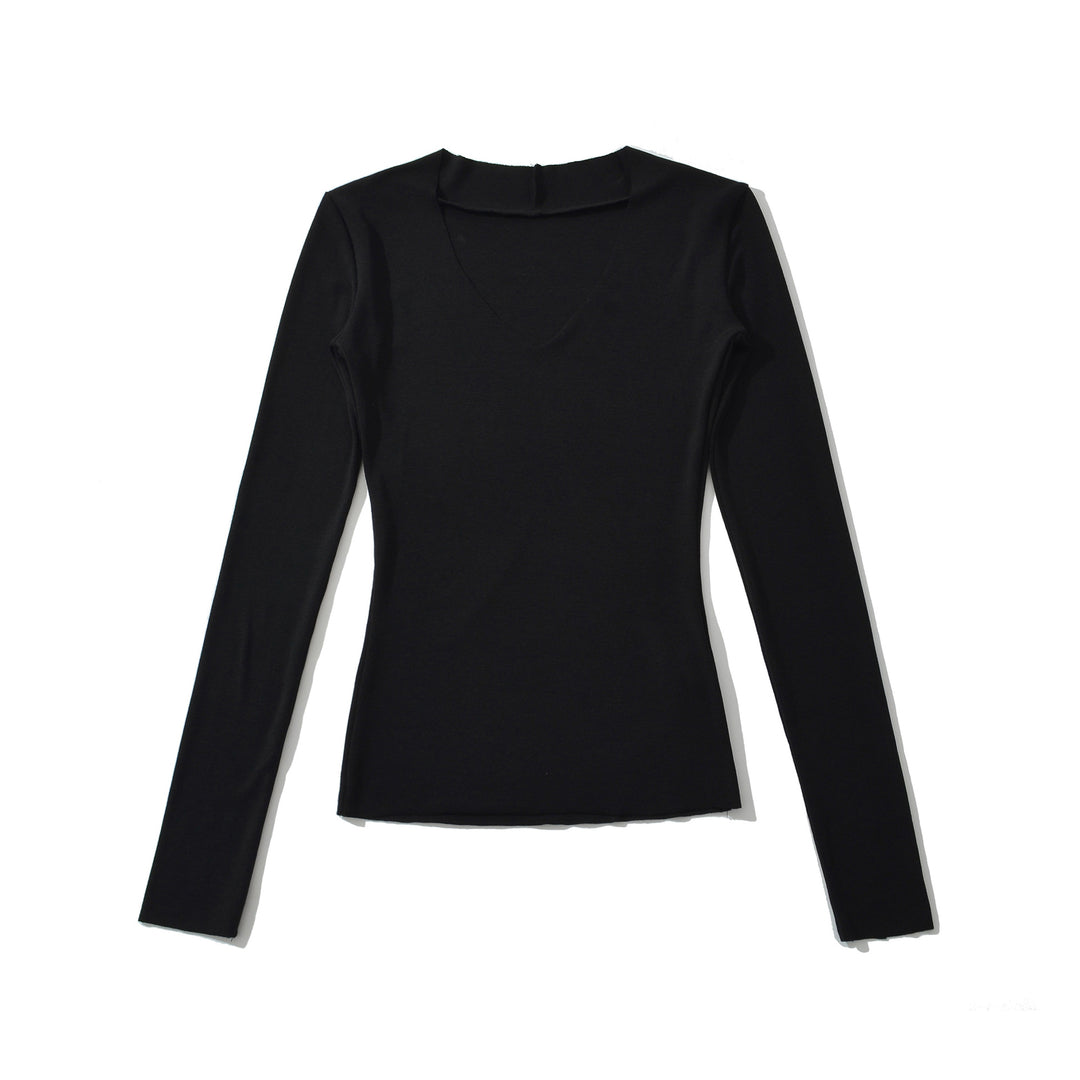 Damen langärmliges Oberteil mit V-Ausschnitt und engem Schnitt Fudus
