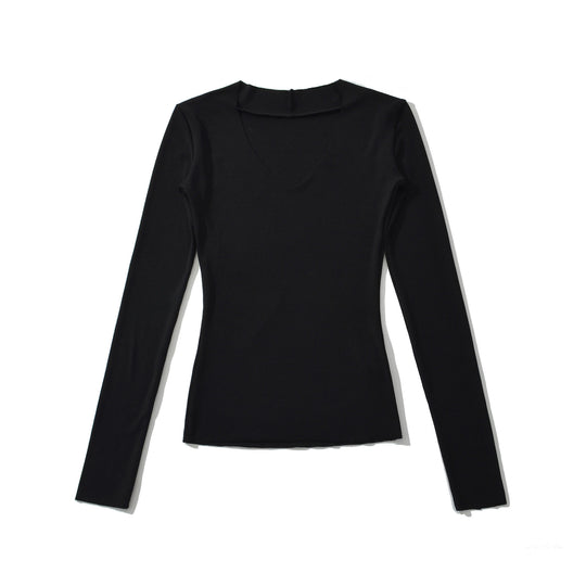 Damen langärmliges Oberteil mit V-Ausschnitt und engem Schnitt Fudus