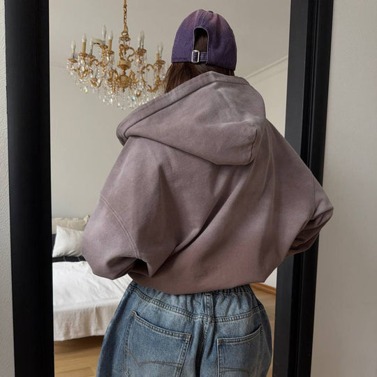 Damen lässige Oversized-Jacke mit hohem Kragen und praktischen Taschen Fudus