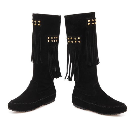 Damen Hohe Fransenstiefel Fudus