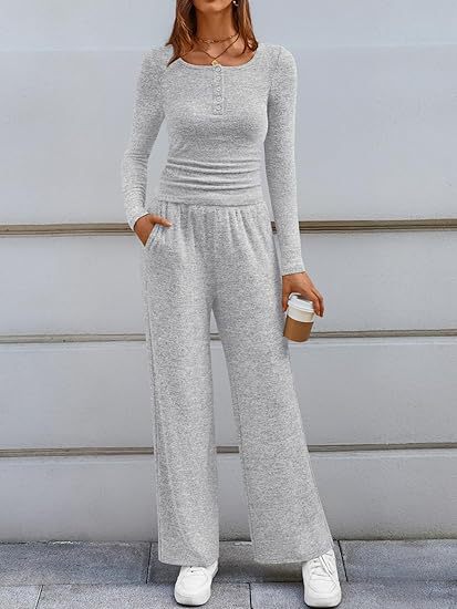 Damen Langärmliges Lounge-Set mit verstellbarem Taillenzug Fudus